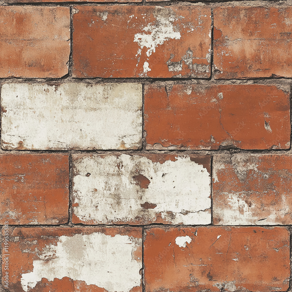 Poster distressed red and white brick texture with aged and weathered patterns