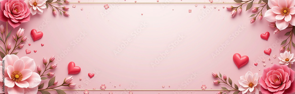Poster A Heartwarming Design For A Romantic Valentines Card Features A Soft Pink Background With Intricate Floral Patterns And Delicate Golden Accents. 00003