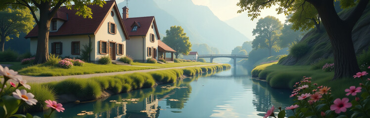 A Gentle River Of Hearts Flowed Through The Village, Its Soothing Melody A Balm For Weary Souls And Troubled Minds Alike. 00001