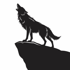 Howling Wolf Silhouette on Cliff
