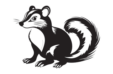 Obraz premium Hamster Running Line art, Black and white squirrel Illustration of squirrel Skunk vector.