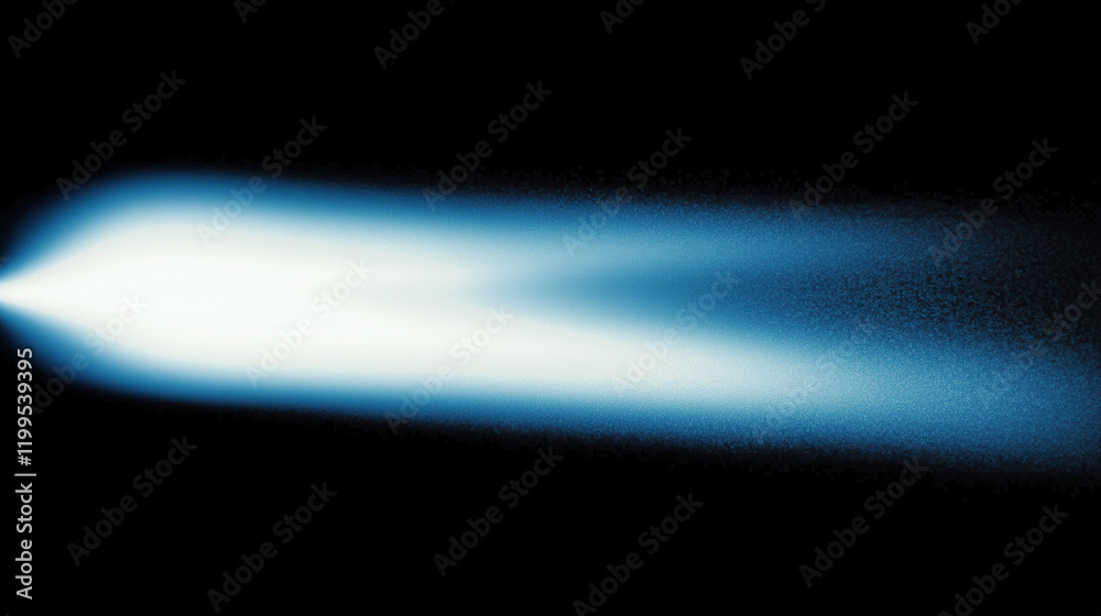 Aufkleber abstract blue beam of light on a dark black background with a grainy texture and blurred details, cr
