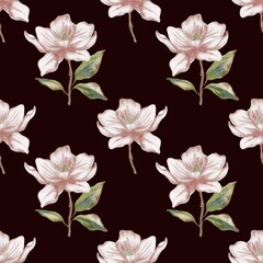 Fototapeta premium Elegant magnolia watercolor pattern for textile and wrapping design