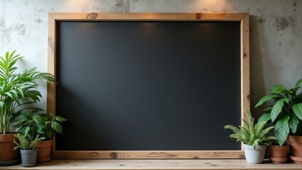 A concrete texture background offers a blank wooden signage board with ample space for text