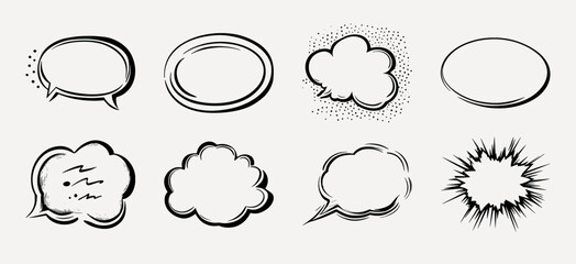 Doodle speech bubble illustration set vector