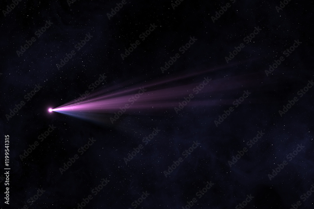 Wall mural comet on starry sky. space. bright comet with large dust and gas tails. falling comet. glowing comet
