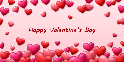 Vector 3D hearts, Valentines day love symbol. Cute love hearts. Realistic romantic emoji. Valentines day vector illustration