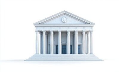 Classical Architectural Structure with Columns and Steps on a Light Background for Design and Educational Purposes