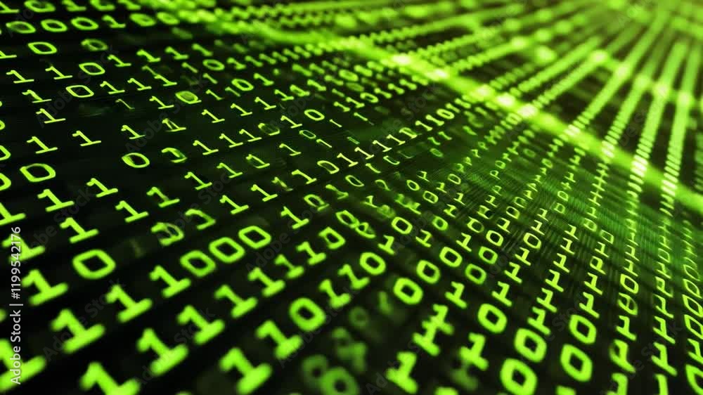 Poster futuristic binary code designs blending neon elements,binary code data bit