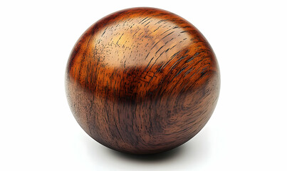 Fototapeta premium Polished wood sphere, studio shot, white background, craft (1)