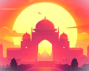 sunset beyond the mosque