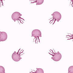 Adorable and fun ocean life seamless pattern