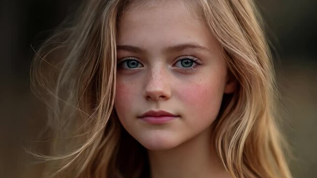 Transformation morphing from a young girl to an older woman with zoom