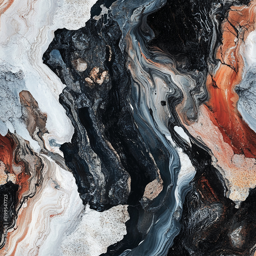 Poster Abstract marble texture with fluid patterns and vibrant color accents