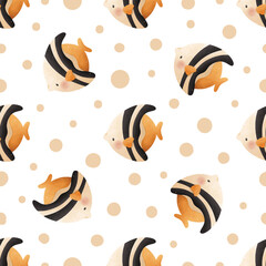 Adorable and fun ocean life seamless pattern