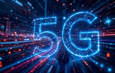 Obraz premium A dynamic, vibrant image showcasing the 5G network technology