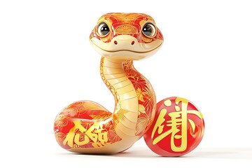 Fototapeta premium Chinese New Year of the Snake Mascot on a White Background.