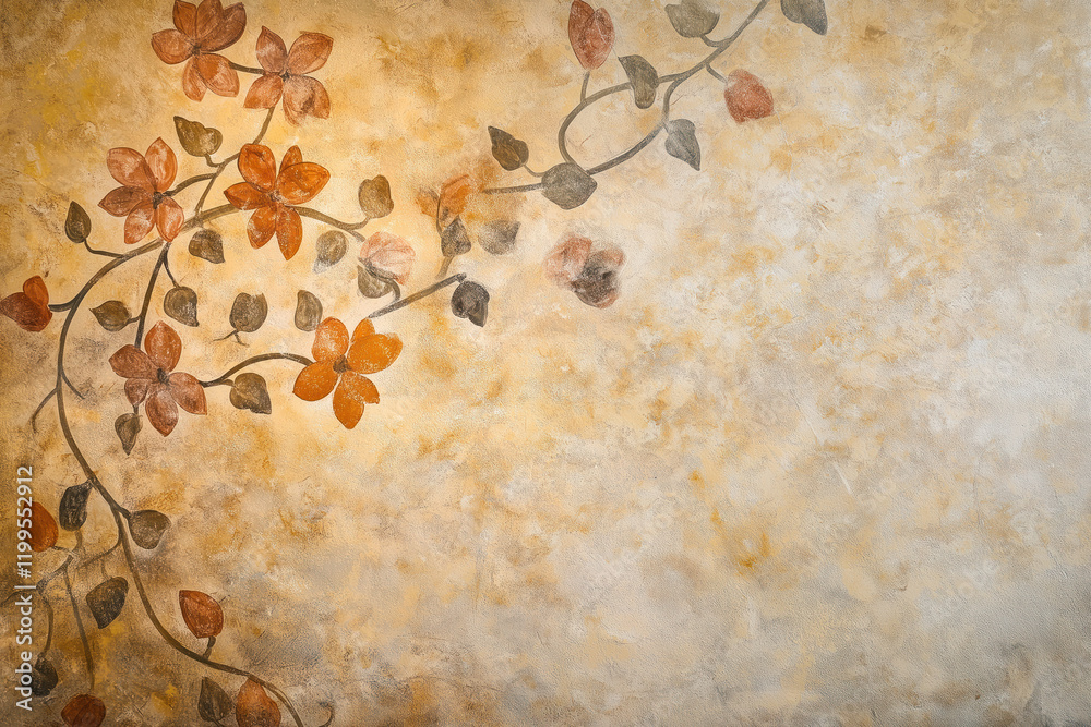 Poster ancient wall fresco. vintage ornament. slide background with space for text. background image. creat