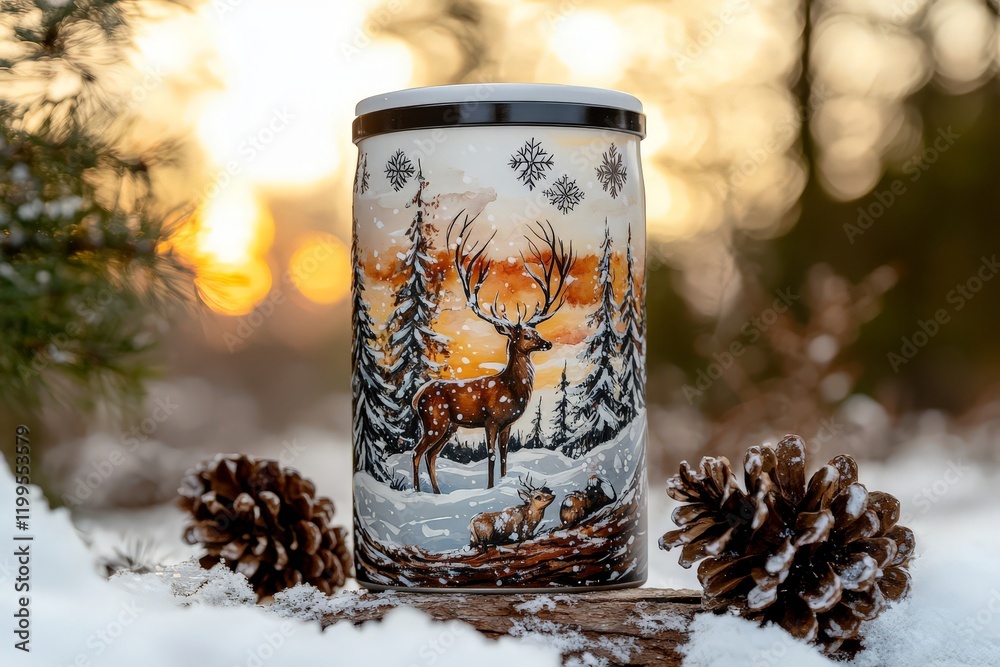 Wall mural Hand-Painted Winter Wonderland Thermos Cup