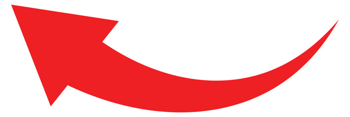 Curved Long arrow icon. Red long arrow vector. Flat style arrow symbol. Red curve arrow icon vector. Red long curve arrow icon vector illustration. Long arrow icon.