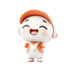 Naklejka premium Cheerful animated character playful scene cartoon style bright colors close-up view joyful expression for kids