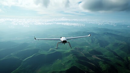 Hightech weather drone collecting data above a farm, supporting decisionmaking in agriculture