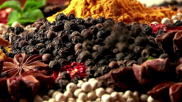 Detailed close-up of natural spices: Natural Allspice Berries: Texture and Shape