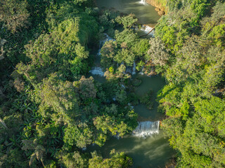 Aerial View The most beautiful waterfalls in Thailand..Thi Lo Su Waterfall The Largest Waterfall in Thailand.Thi Lo Su Waterfall stands tall as a hidden gem within Umphang Wildlife Sanctuary.