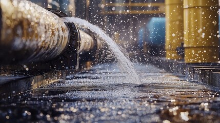 Burst pipe with water spraying, symbolizing urgent plumbing repair needs.
