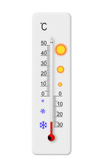 Celsius scale thermometer isolated on transparent background. Ambient temperature minus 25 degrees