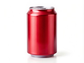 Blank Red Aluminum Can Isolated On A White Background