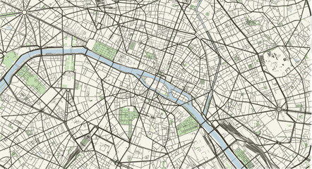 Map of a fragment of Paris - graphic concept - background..