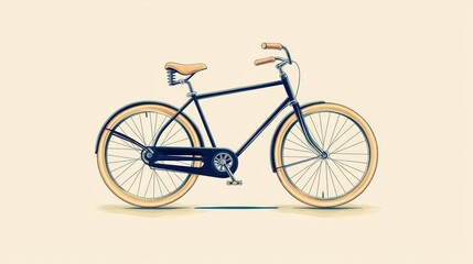 Vintage bicycle illustration, classic cruiser bike design.
