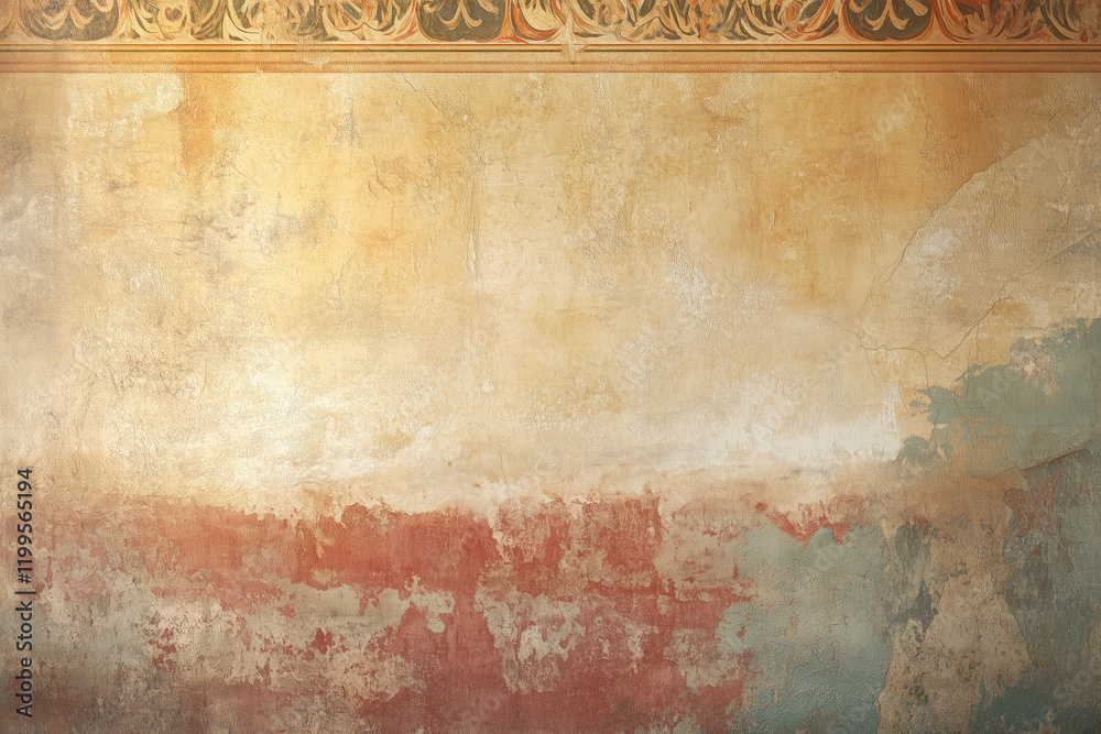 Poster ancient wall fresco. vintage ornament. slide background with space for text. background image. creat