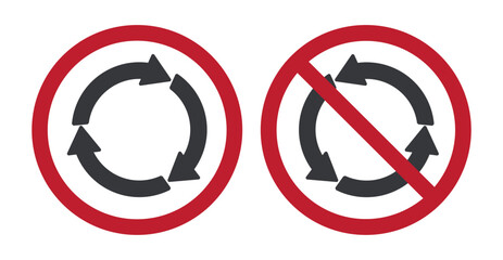 Bundle roundabout directional traffic sign, turn around driving navigation icon, right and wrong drive © AndiPoe