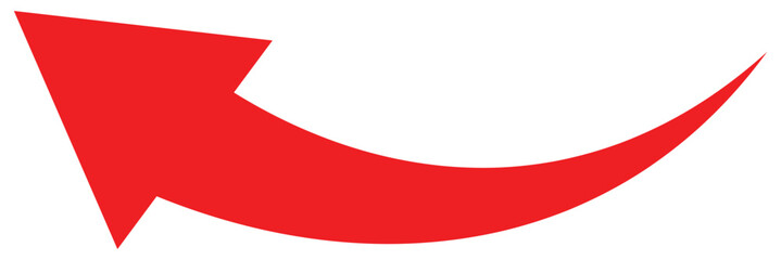Long red curved arrow icon vector. Red long arrow vector. Flat style arrow icon isolated on a white background. Vector illustration.
