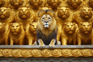 nine-dragon screen. Beautiful simple AI generated image