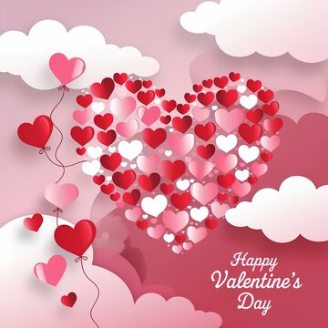 Red and Pink Balloon Valentine Card Design