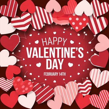 Valentine, love, heart, romance, balloon, red, pink, holiday, Classic Valentine's Day Poster Template