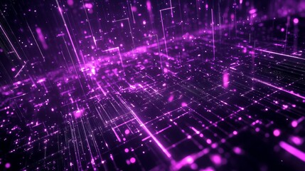 Obraz premium digital grid matrix abstract illustration magenta violet neon color palette, data visualization website banner