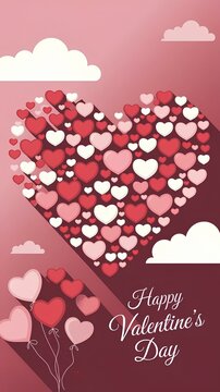 Happy Valentine's Day with Floating Hearts