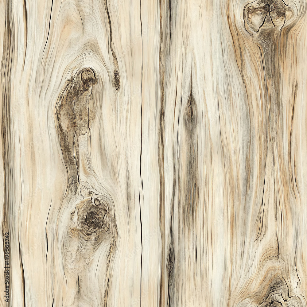 Poster Light wooden texture with grain patterns and knots on smooth surface