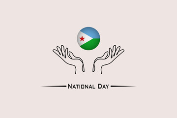 National events and holidays, Djibouti National Day, Djibouti flag illustration in the middle between two hands, abstract background, vector illustrator