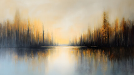 Mystische Stille – Abstrakte Waldlandschaft im Morgenlicht