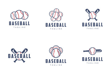 Modern vector baseball logo baseball softball sport simple bat and ball template illustration