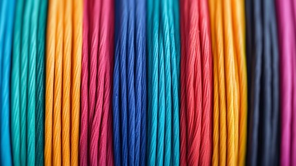 Colorful wires display workshop product creative environment close-up view crafting concept