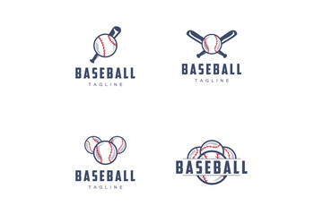 Modern vector baseball logo baseball softball sport simple bat and ball template illustration