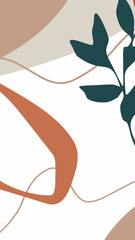 Trendy Abstract Background With Leaves And Geometric Elements