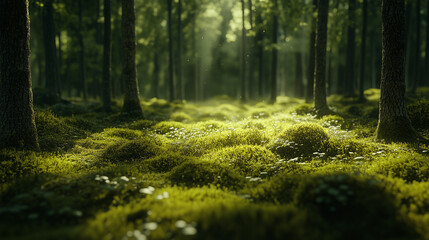 Obraz premium A mossy forest floor teems with new growth