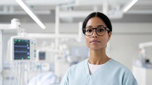 Elegant A medical team collaborating in an intensive care unit checking monitors and discussing patient vitals with a calm and focused demeanor 